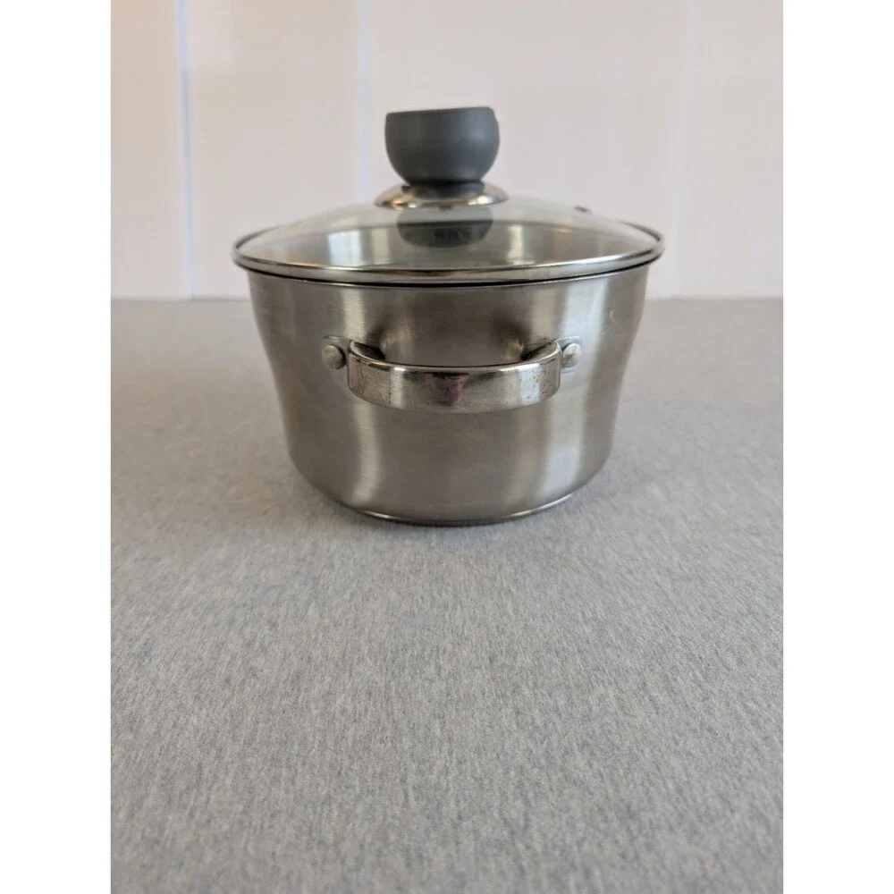 David Burke Gourmet Pro Stainless Steel Stockpot 3.3 Qt Glass Lid Double Handle